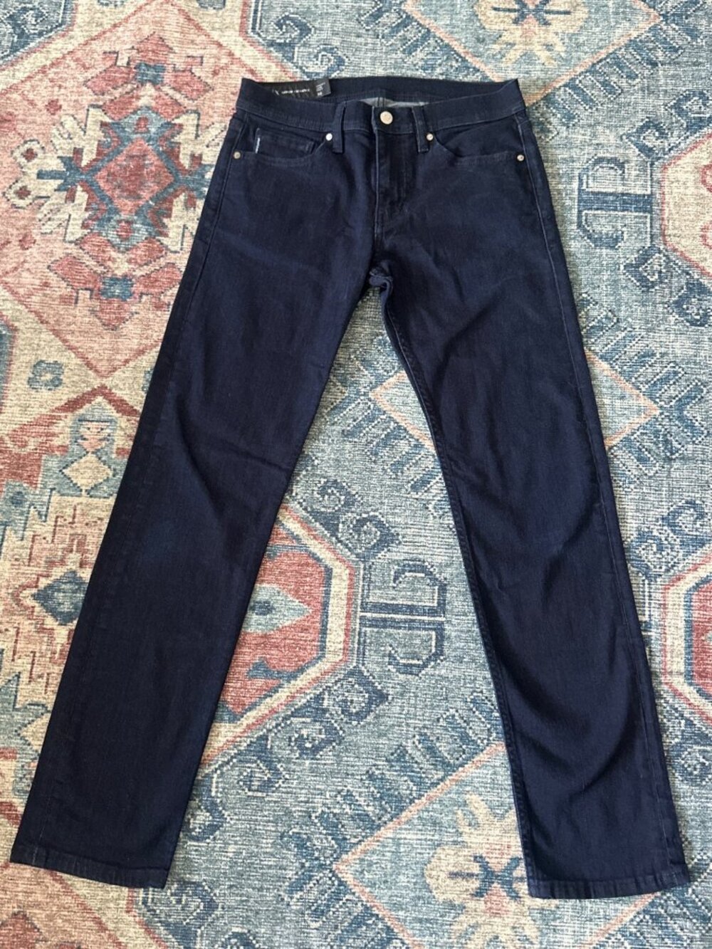 Armani Exchange Mens Straight-Leg Dark Blue Denim Jeans Size 30 Stretch Preppy